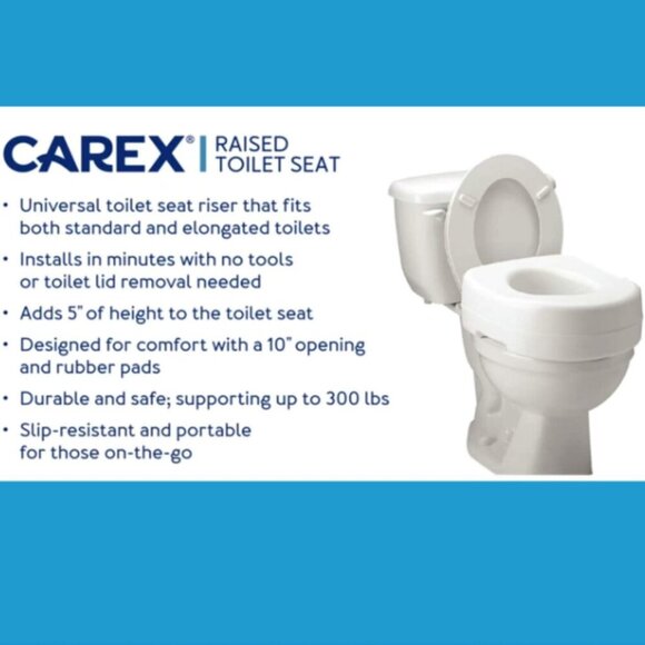 Carex Economy Raised Toilet Seat, 5.5'' White, 300 lb Capacity - 1 Count - Picture 7 of 9